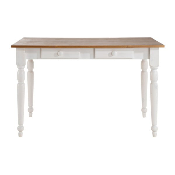 Biely jedálenský stôl z masívneho dreva s prírodnou doskou 13Casa Charlotte, 120 x 80 cm
