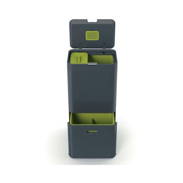 Sivý kôš na triedený odpad Joseph Joseph IntelligentWaste Totem 60 l-image-2