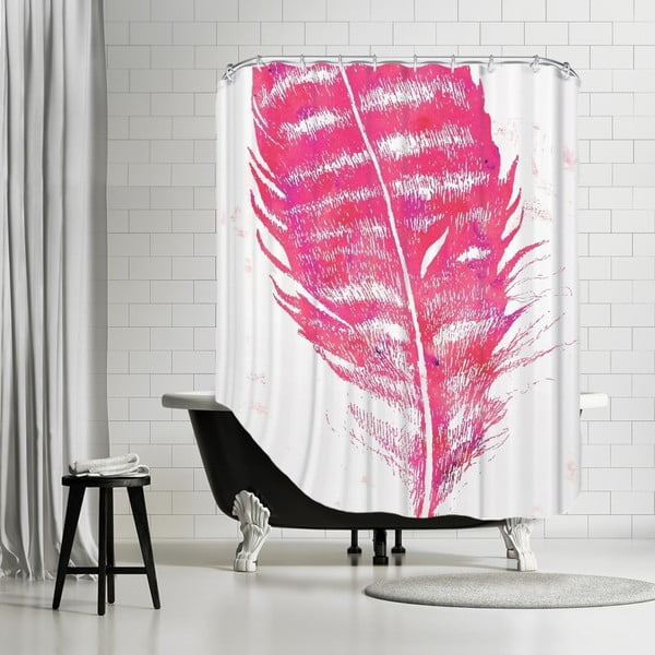 Kúpeľňový záves Pink Feather, 180x180 cm