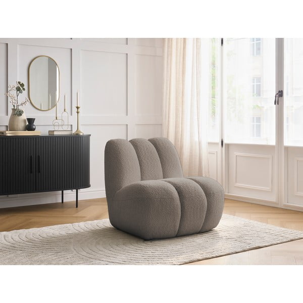 Taupe kreslo z textílie buklé Janissaire – Bobochic Paris-image-1