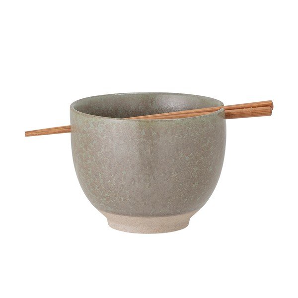 Sivá kameninová miska s jedálenskými paličkami Bloomingville Masami, ø 13 cm-image-3