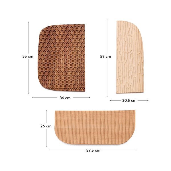 Drevené nástenné dekorácie v súprave 3 ks Trivax – Kave Home-image-4