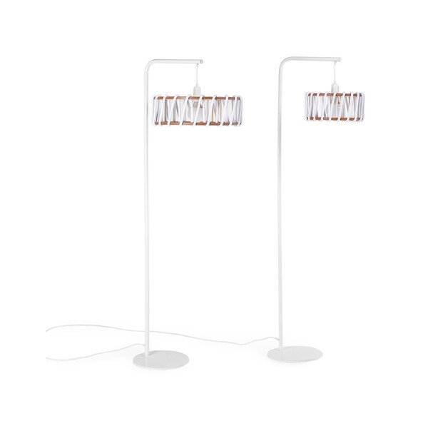 Stojacia lampa s bielou konštrukciou a veľkým bielym tienidlom EMKO Macaron-image-3