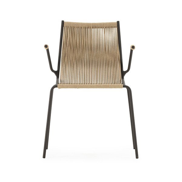 Béžové kovové jedálenské stoličky v súprave s podrúčkami/stohovateľné 2 ks Emily – Marckeric-image-4