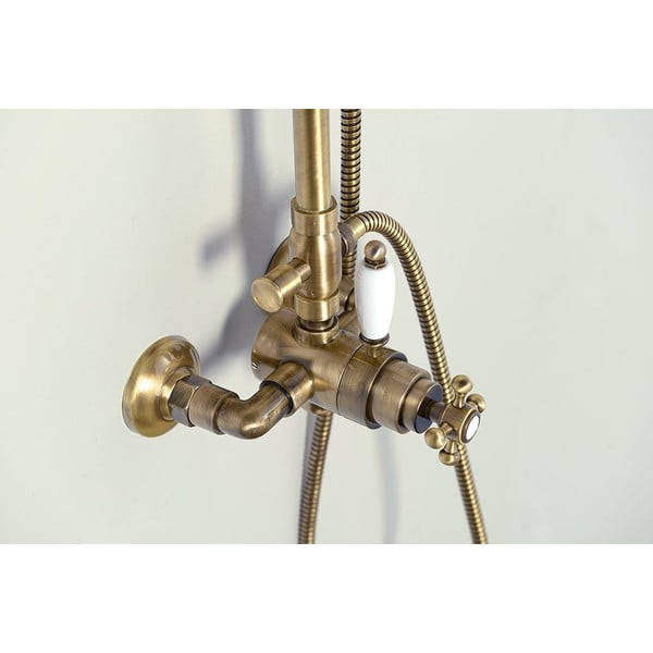 Mosadzná sprchová súprava v bronzovej farbe s termostatickou batériou s hlavovou sprchou a ručnou sprchou 142 cm Antea – Sapho-image-1