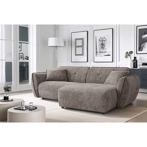 Taupe ženilková rohová pohovka (pravý roh/s leňoškou) Nelia – Ropez-image-1