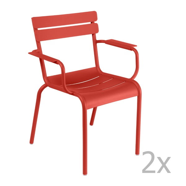Sada 2 červenooranžových stoličiek s opierkami na ruky Fermob Luxembourg
