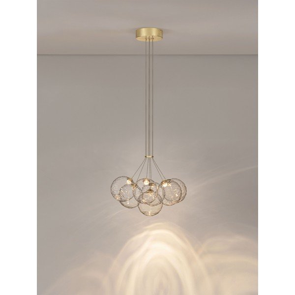 Sklenené LED závesné svietidlo so stmievačom v mosadznej farbe ø 42 cm Blazik – Nova Luce-image-2
