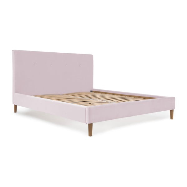 Ružová posteľ s prírodnými nohami Vivonita Kent, 140 × 200 cm-image-4