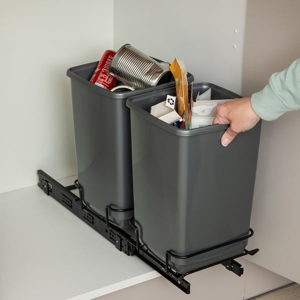 Súprava 2 sivých odpadkových košov Addis In-Cupboard Bin, 10 l-image-1