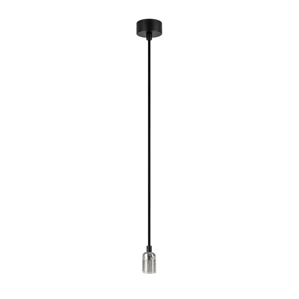 Čierne závesné svietidlo bez tienidla s objímkou v striebornej farbe Bulb Attack Uno
