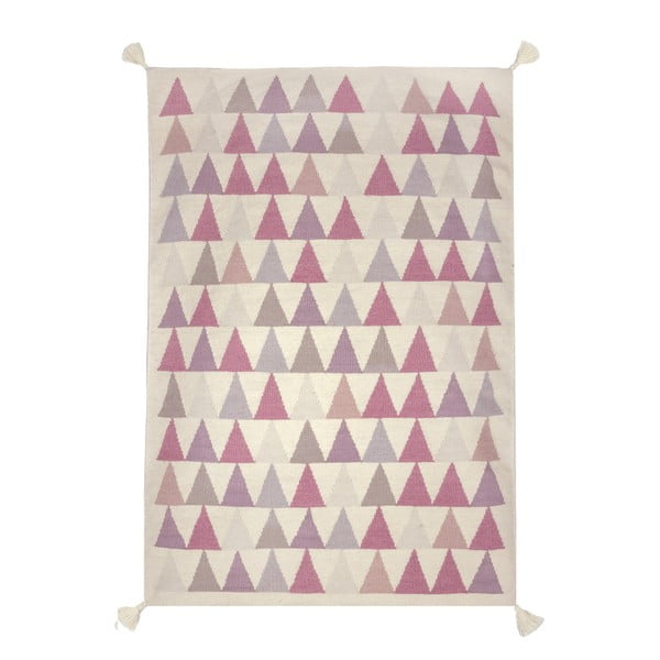 Ručne tkaný vlnený koberec s ružovými detailmi Art For Kids Triangles, 160 × 230 cm