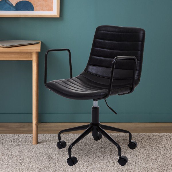 Čierna kancelárska stolička z imitácie kože Forbes – Premier Housewares-image-4