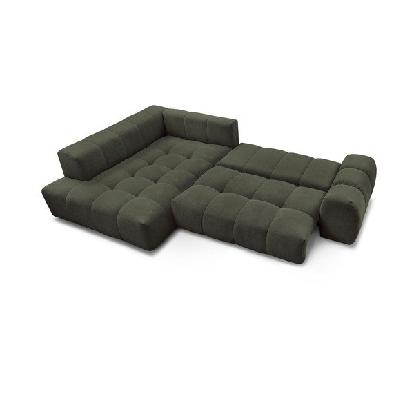 Zelená ženilková rozkladacia/s úložným priestorom rohová pohovka (ľavý roh/do L) Everest – Bobochic Paris-image-4