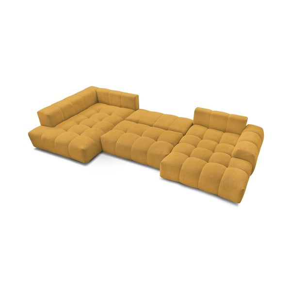 Ženilková rozkladacia/s úložným priestorom rohová pohovka v horčicovej farbe (ľavý roh/do tvaru "U") Everest – Bobochic Paris-image-4