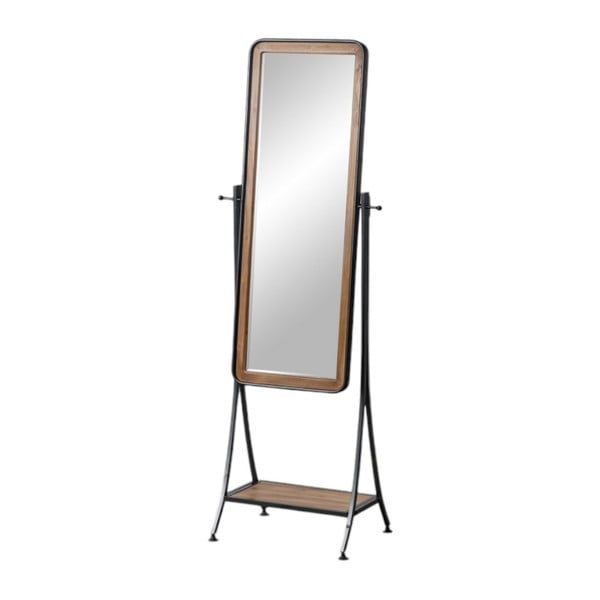 Stojacie zrkadlo s poličkou s dreveným rámom 62x174 cm – Ixia
