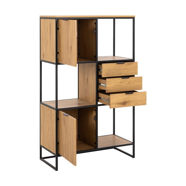 Čierna knižnica v dekore duba 85x141 cm Swindon - Actona-image-3