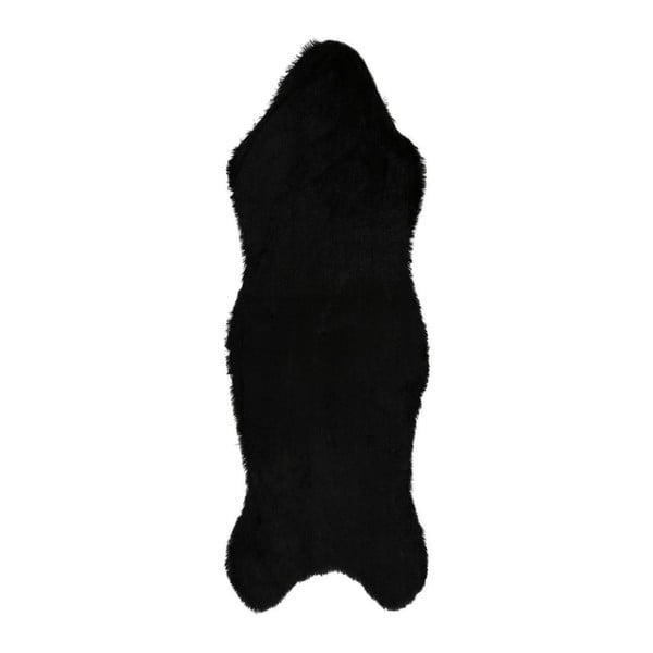 Čierny behúň z umelej kožušiny Pelus Black, 75 × 200 cm