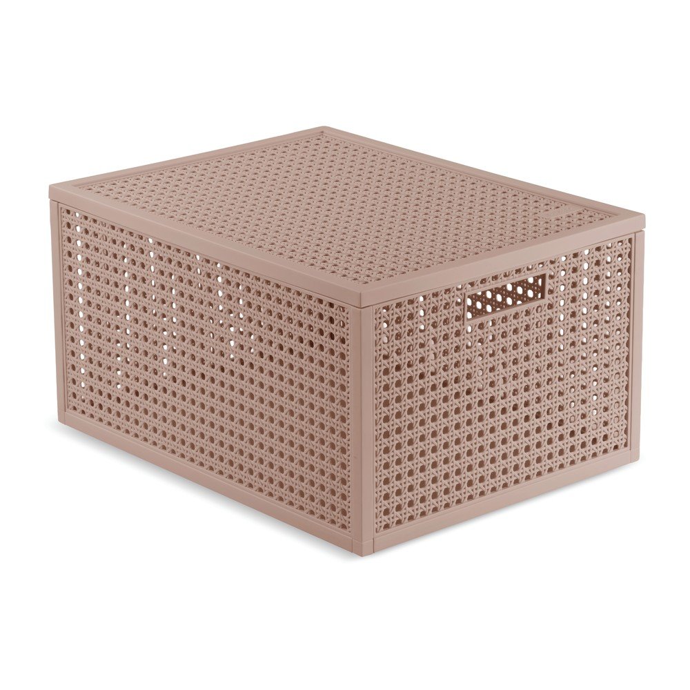 E-shop Staroružový úložný box s vekom z recyklovaného plastu 30x38x21 cm Kaya – Curver