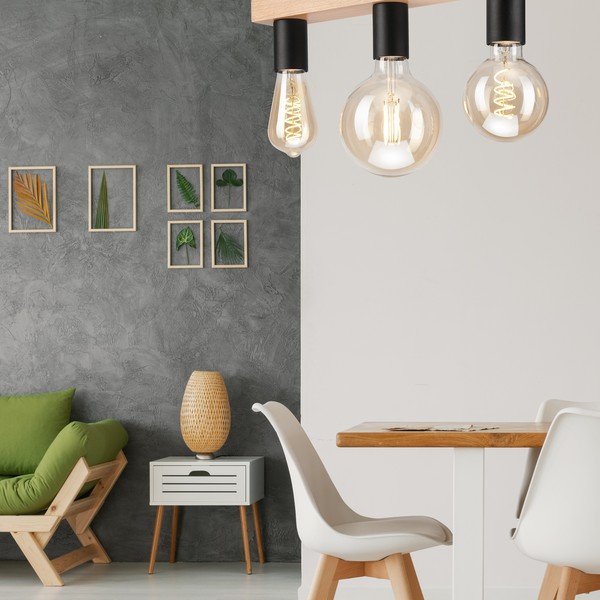 Čierne/v prírodnej farbe stropné svietidlo - LAMKUR-image-1