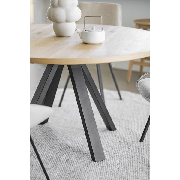 Okrúhly rozkladací jedálenský stôl v dekore duba v prírodnej farbe ø 135 cm Maddock – Rowico-image-1