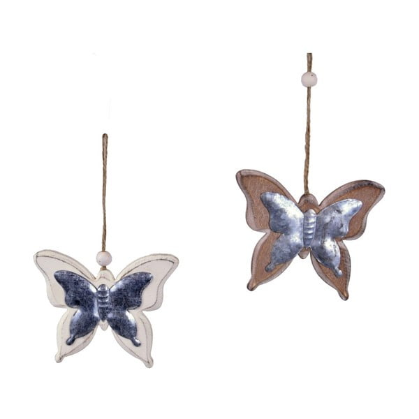 Sada 2 závesných dekorácií v tvare motýľov Ego Dekor, 11 x 9,5 cm