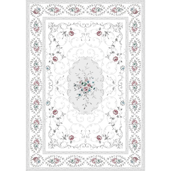 Bielo-sivý koberec Vitaus Flora, 120 x 180 cm