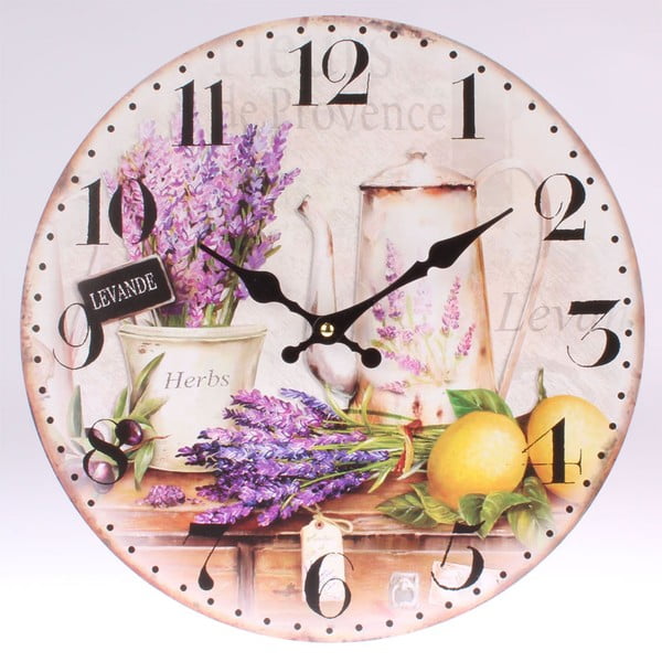Drevené nástenné hodiny Dakls Levander, ⌀ 34 cm