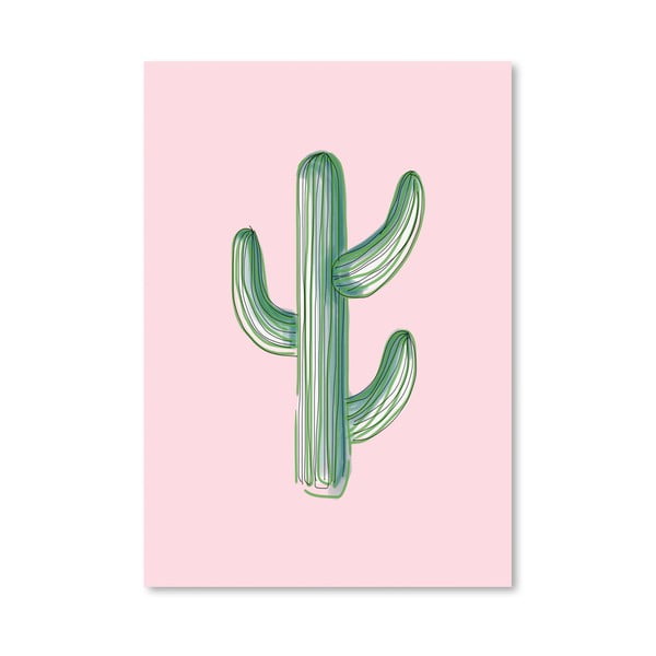 Plagát Americanflat Lonely Cactus On Pink, 30 × 42 cm