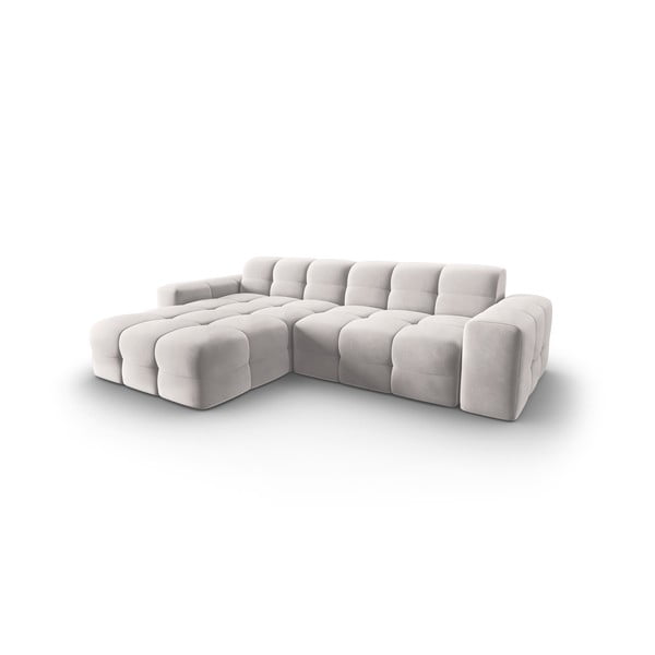 Svetlosivá zamatová rohová pohovka (ľavý roh) Kendal - Micadoni Home-image-3