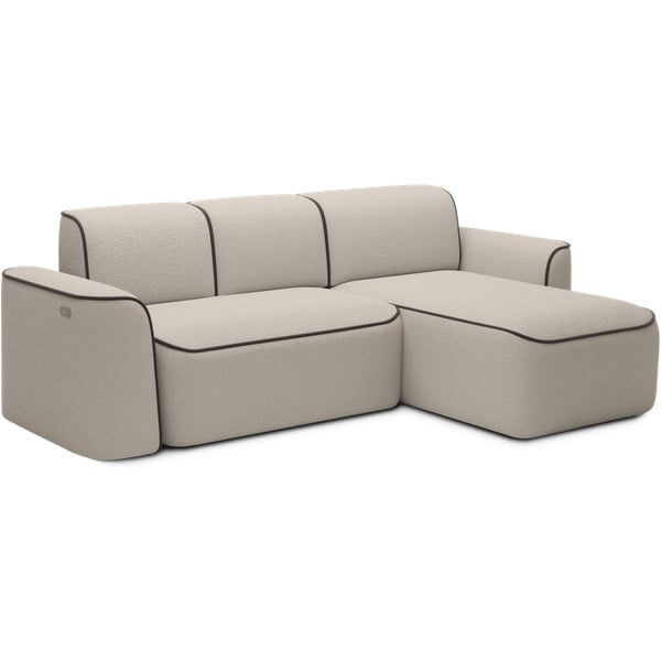 Béžová rohová pohovka z textílie buklé (pravý roh/s leňoškou) Ume – ELTAP-image-2
