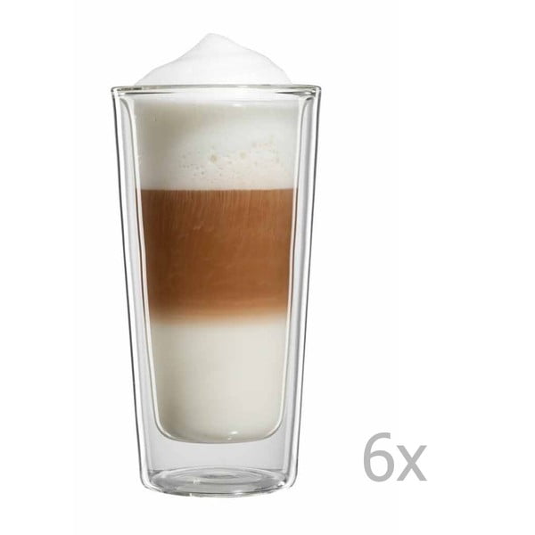 Sada 6 veľkých pohárov na latte macchiato bloomix Milano