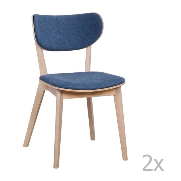 Sada 2 modrých stoličiek z dubového dreva Folke Cato