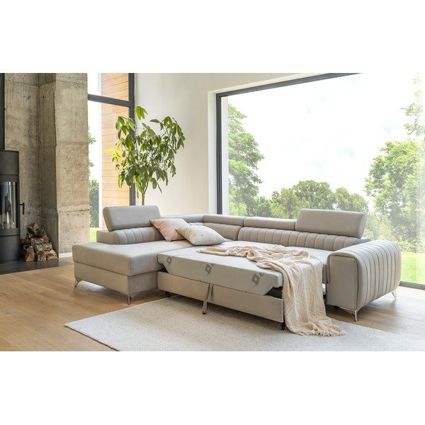 Žltá zamatová rozkladacia/s úložným priestorom rohová pohovka (ľavý roh/do L) Laurence – ELTAP-image-3