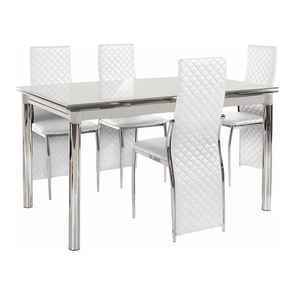Set jedálenského stola a 4 bielych jedálenských stoličiek Støraa Pippa William Grey White