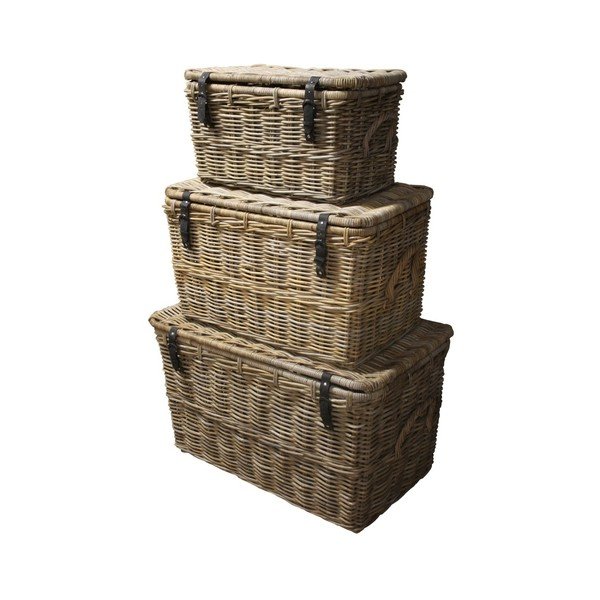 Sada 3 úložných košov z koboo ratanu HSM Collection Storage