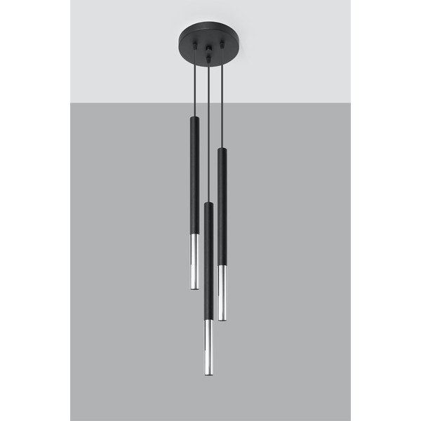 Čierne/v striebornej farbe kovové závesné svietidlo ø 20 cm Asarot – Sollux-image-3