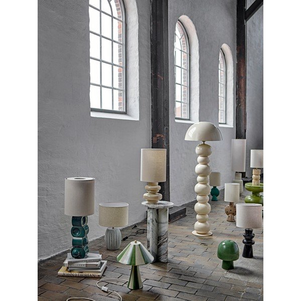 Zelená/krémovobiela keramická stolová lampa s textilným tienidlom (výška  68 cm) Brady – Bloomingville-image-3