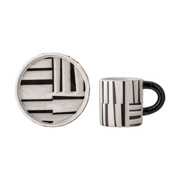 Čierno-biela šálka z kameniny 300 ml Frankie – Bloomingville-image-3