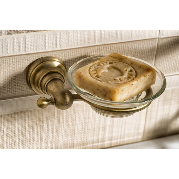 Nástenná mosadzná nádoba na mydlo Sapho Diamond-image-1