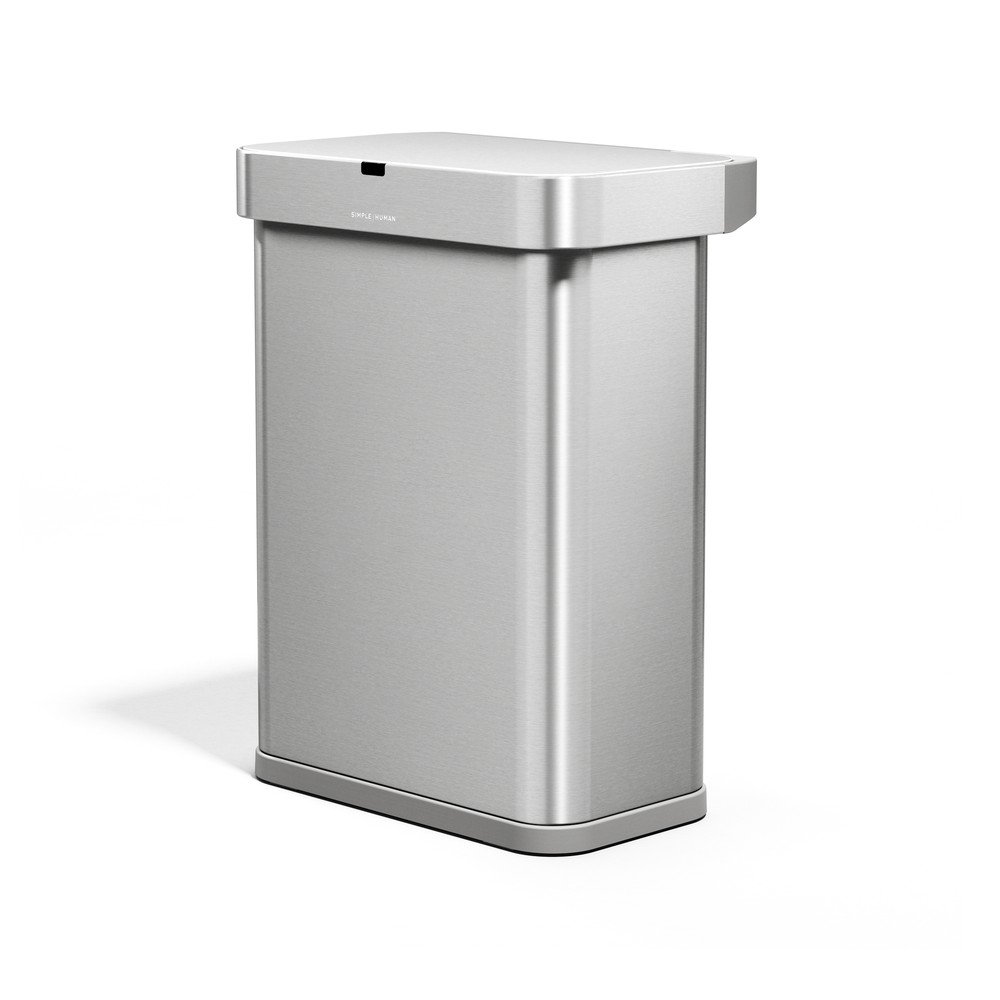 Bezdotykový oceľový odpadkový kôš v striebornej farbe 58 l Sensor – simplehuman