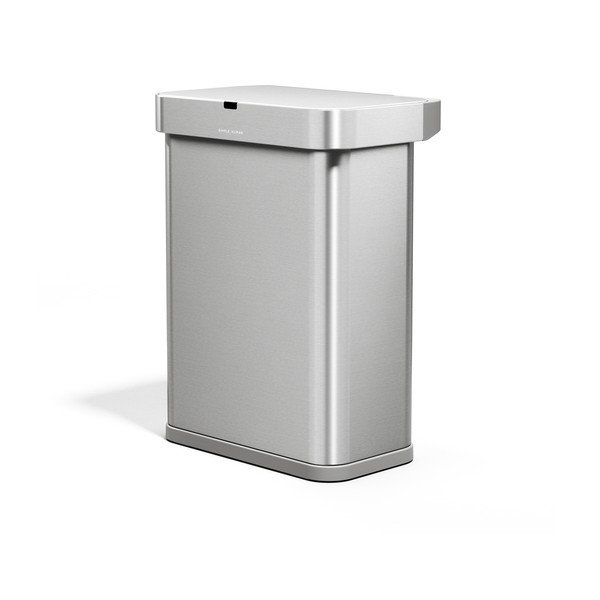 Bezdotykový oceľový odpadkový kôš v striebornej farbe 58 l Sensor – simplehuman