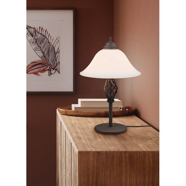 Tmavohnedá stolová lampa so skleneným tienidlom (výška  50 cm) Rustica – Trio-image-1