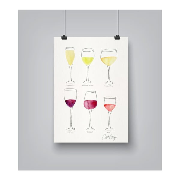 Plagát Americanflat Wine Glass Collection, 30 × 42 cm