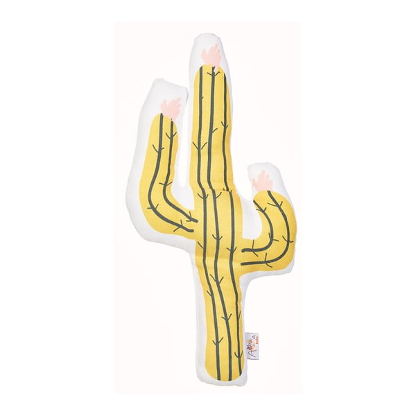 Žltý detský vankúšik s prímesou bavlny Mike & Co. NEW YORK Pillow Toy Cactus, 41 x 21 cm