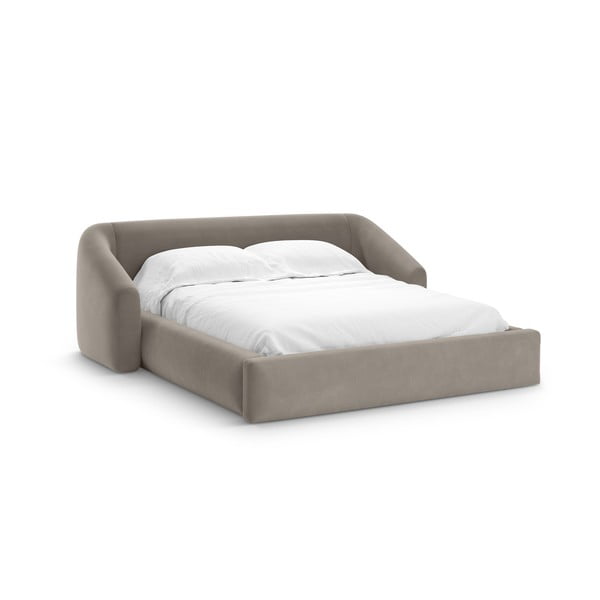 Svetlohnedá čalúnená dvojlôžková posteľ s úložným priestorom s roštom 140x200 cm Campi – Cosmopolitan Design