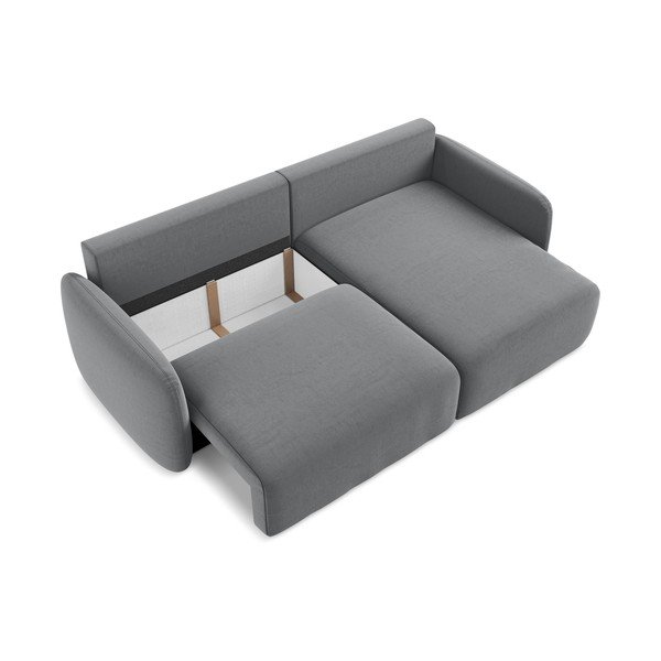 Sivá zamatová rozkladacia/s úložným priestorom rohová pohovka (pravý roh/s leňoškou) Kalena – Makamii-image-4