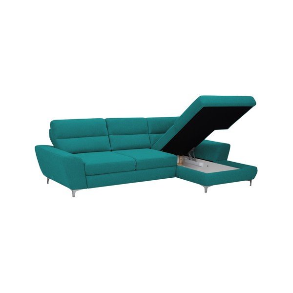 Tyrkysová rozkladacia rohová pohovka Windsor & Co Sofas Omega, pravý roh-image-4
