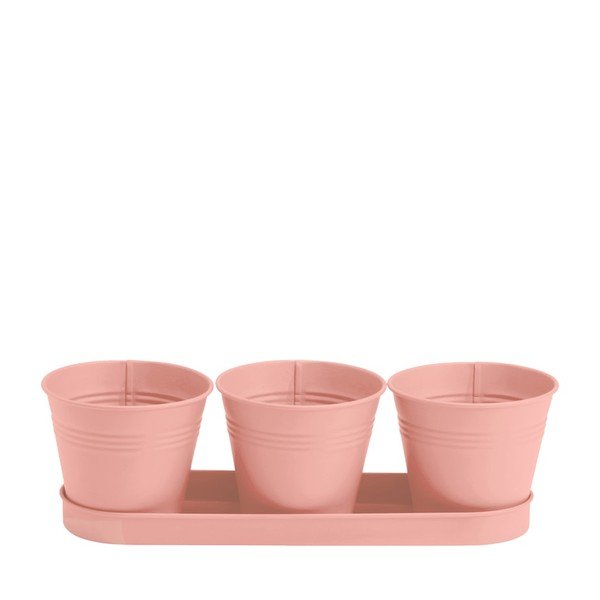 Sada 3 lososových kvetináčov na bylinky Butlers Zinc