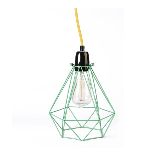 Svietidlo so zeleným tienidlom a žltým káblom Filament Style Diamond #1